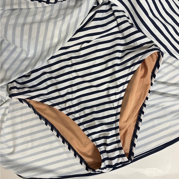 J. Crew Striped Navy and White Halter Wrap Swim Dress - Picture 6 of 10